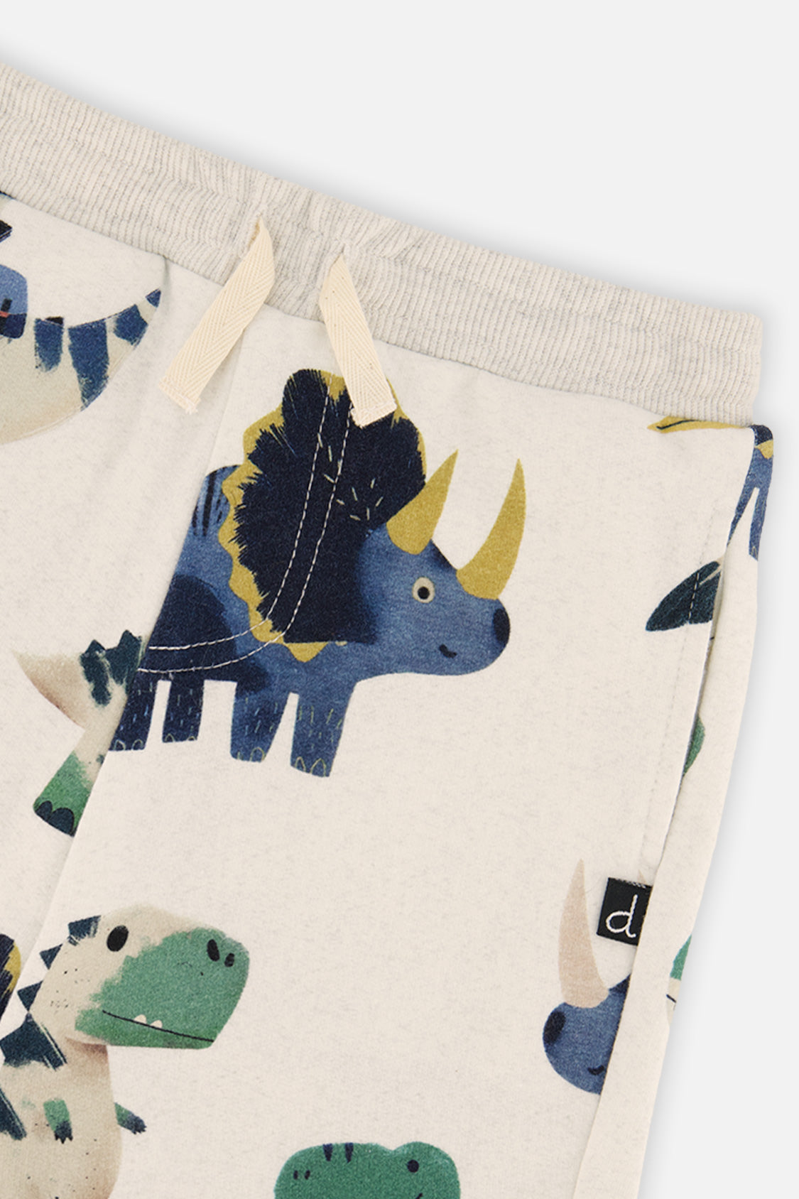 Deux par Deux Baby Fleece Sweatpants Beige Dinosaur Print