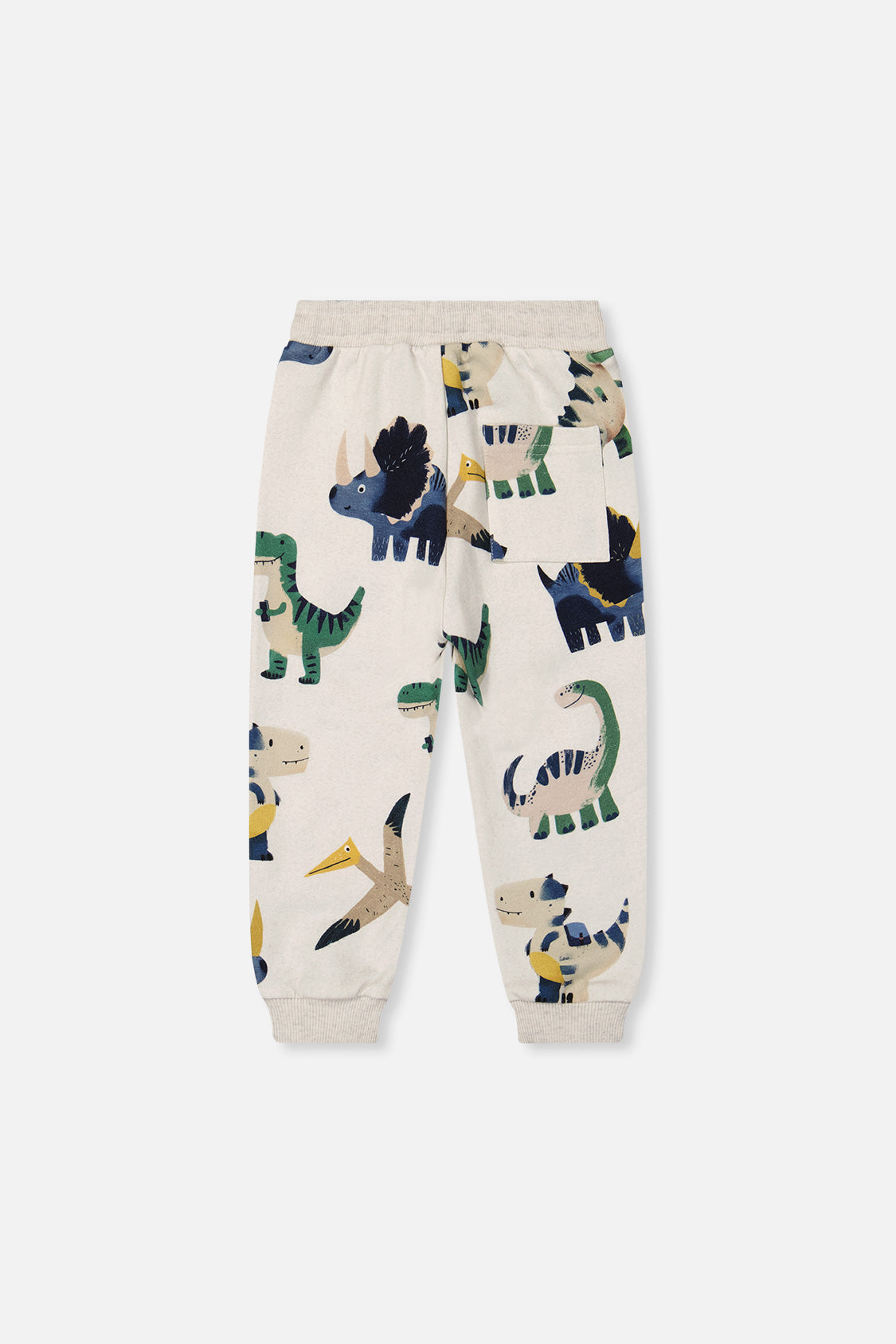 Deux par Deux Fleece Sweatpants Beige Dinosaur Print