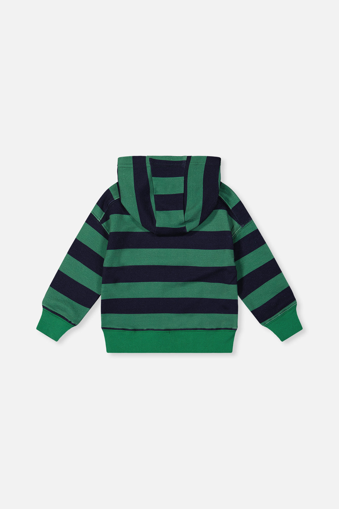 Deux par Deux Fleece Hoodie With Applique Blue Striped Green