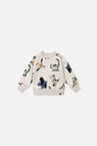 Baby Fleece Sweatshirt Beige Dinosaur Print-0