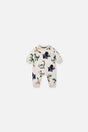 Baby Fleece Jumpsuit Beige Dinosaur Print-0