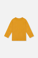 Long Sleeve Organic Cotton T-Shirt Mustard Yellow by Deux par Deux, back view