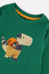 Long Sleeve Organic Cotton T-Shirt Green by Deux par Deux, additional product view 3