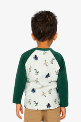 Baby Long Sleeve Raglan T-Shirt Beige Dinosaur Print-4
