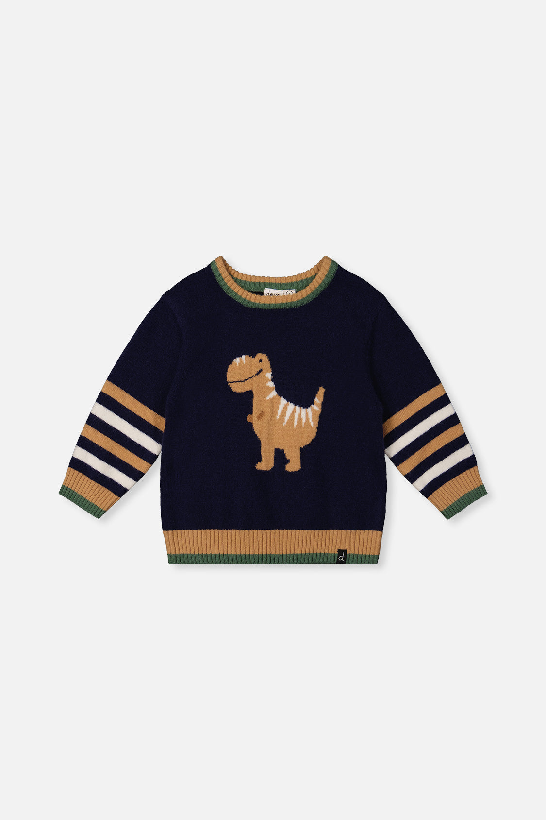 Knit Sweater With Intarsia Dark Blue, Brown And Beige-0