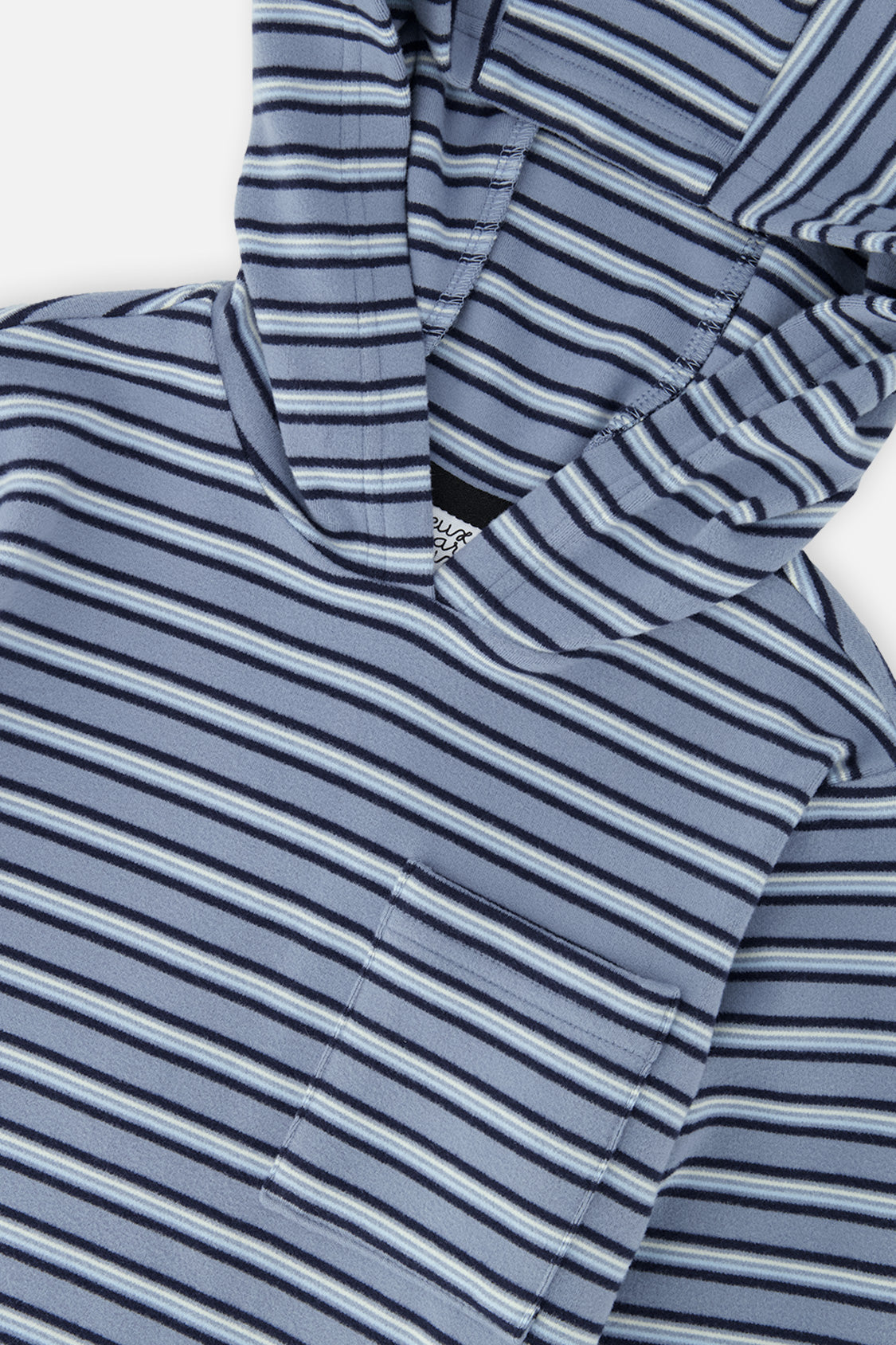 Deux par Deux boys' striped hooded t-shirt in blue and white, view 6