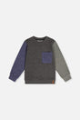 Colorblock Brushed Jersey Top With Chest Pocket Grey Brown-0