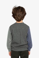 Colorblock Brushed Jersey Top With Chest Pocket Grey Brown-3