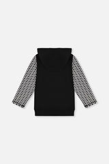 Deux par Deux black and white colorblock hooded top, back view
