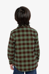 Brushed Flannel Shirt Green And Brown Plaid-3
