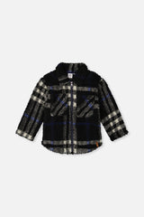 Zipped Overshirt Black And Blue Plaid-0