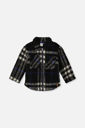 Zipped Overshirt Black And Blue Plaid-0
