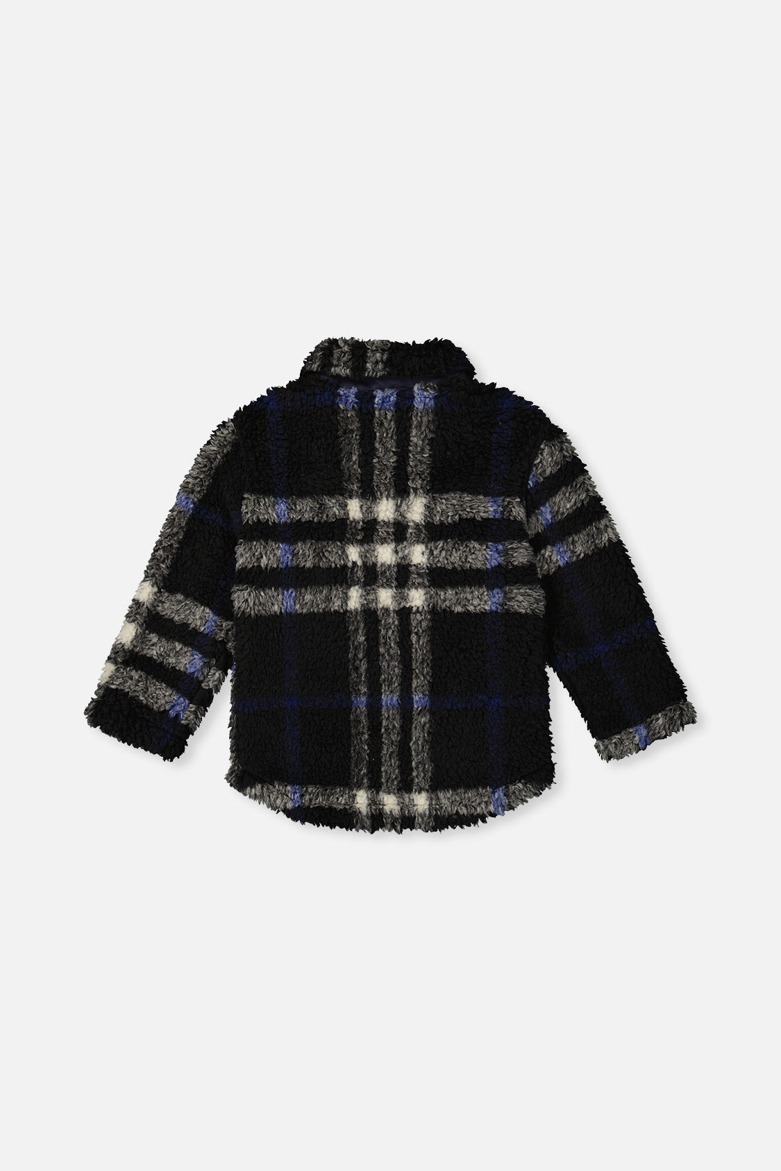 Deux par Deux Zipped Overshirt Black And Blue Plaid