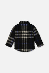 Deux par Deux Zipped Overshirt Black And Blue Plaid