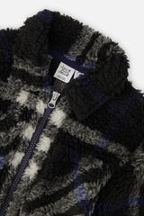 Deux par Deux Zipped Overshirt Black And Blue Plaid