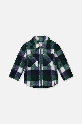 Zipped Overshirt Blue And Green Checks-0