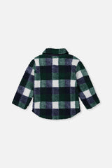Deux par Deux blue and green check fleece overshirt, product photo 2