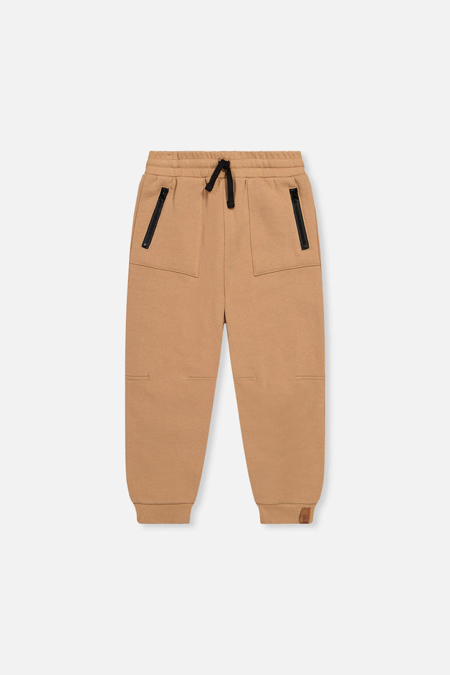 Fleece Sweatpants With Pockets Brown Tannin-0