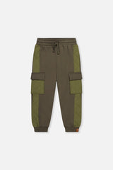 Fleece Bi-Material Sweatpants With Pockets Green-0
