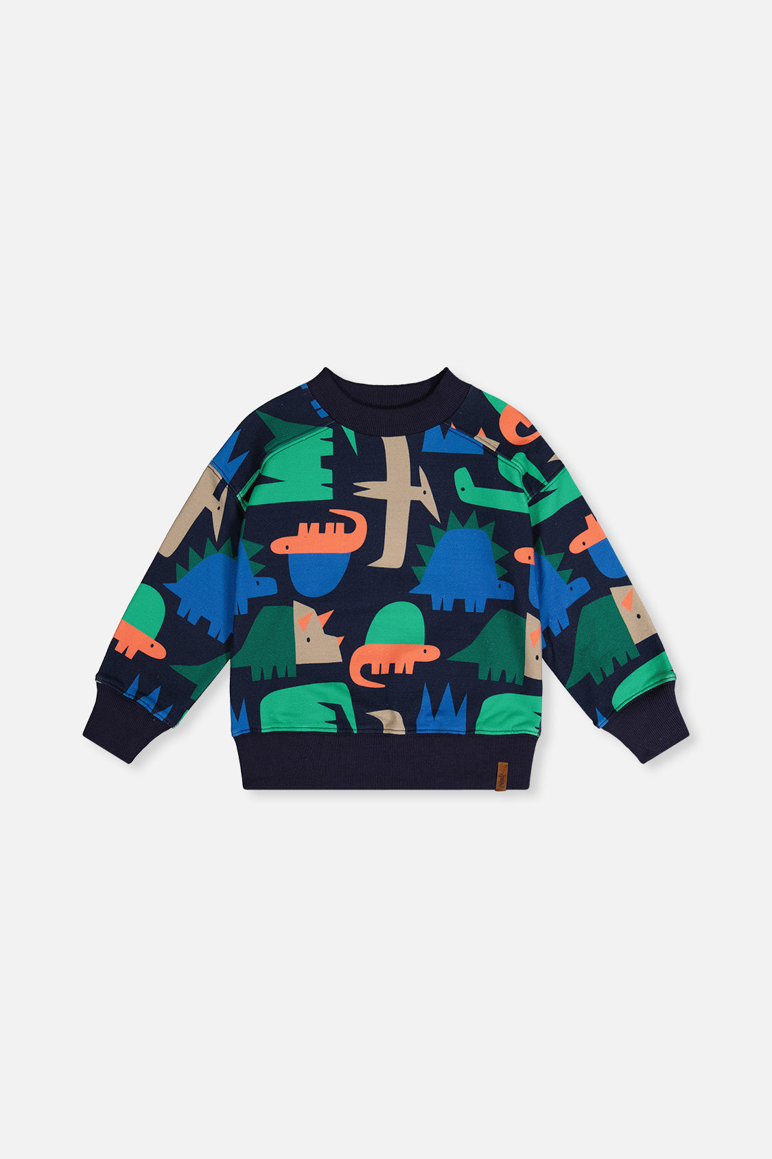 Fleece Sweatshirt Blue Dinosaur Print-0