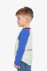Raglan T-Shirt Heather Grey, Red And Blue-2
