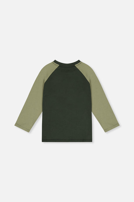 Raglan T-Shirt Dark Turquoise by Deux par Deux, back view