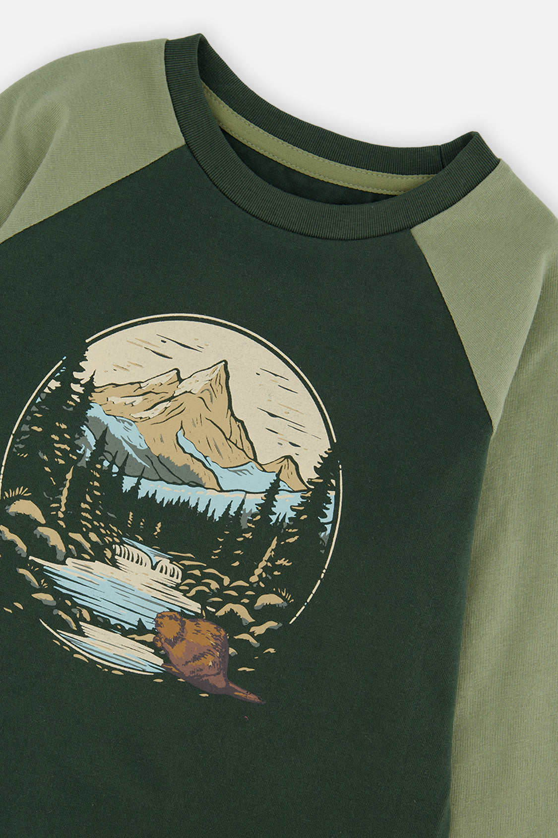 Raglan T-Shirt Dark Turquoise by Deux par Deux, additional product view 3