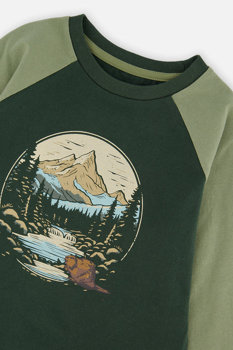 Raglan T-Shirt Dark Turquoise by Deux par Deux, additional product view 3