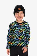 Organic Cotton Long Sleeve T-Shirt Blue Checkered Print-1