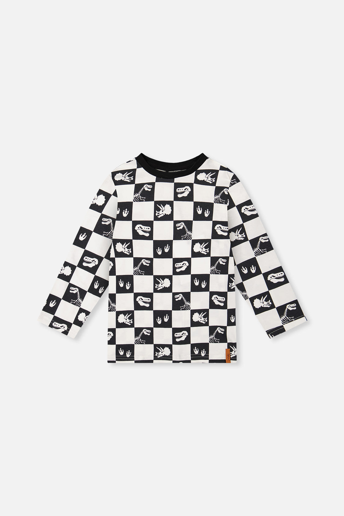 Organic Cotton Long Sleeve T-Shirt Black And White Checker-0