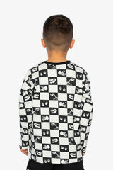 Organic Cotton Long Sleeve T-Shirt Black And White Checker-3