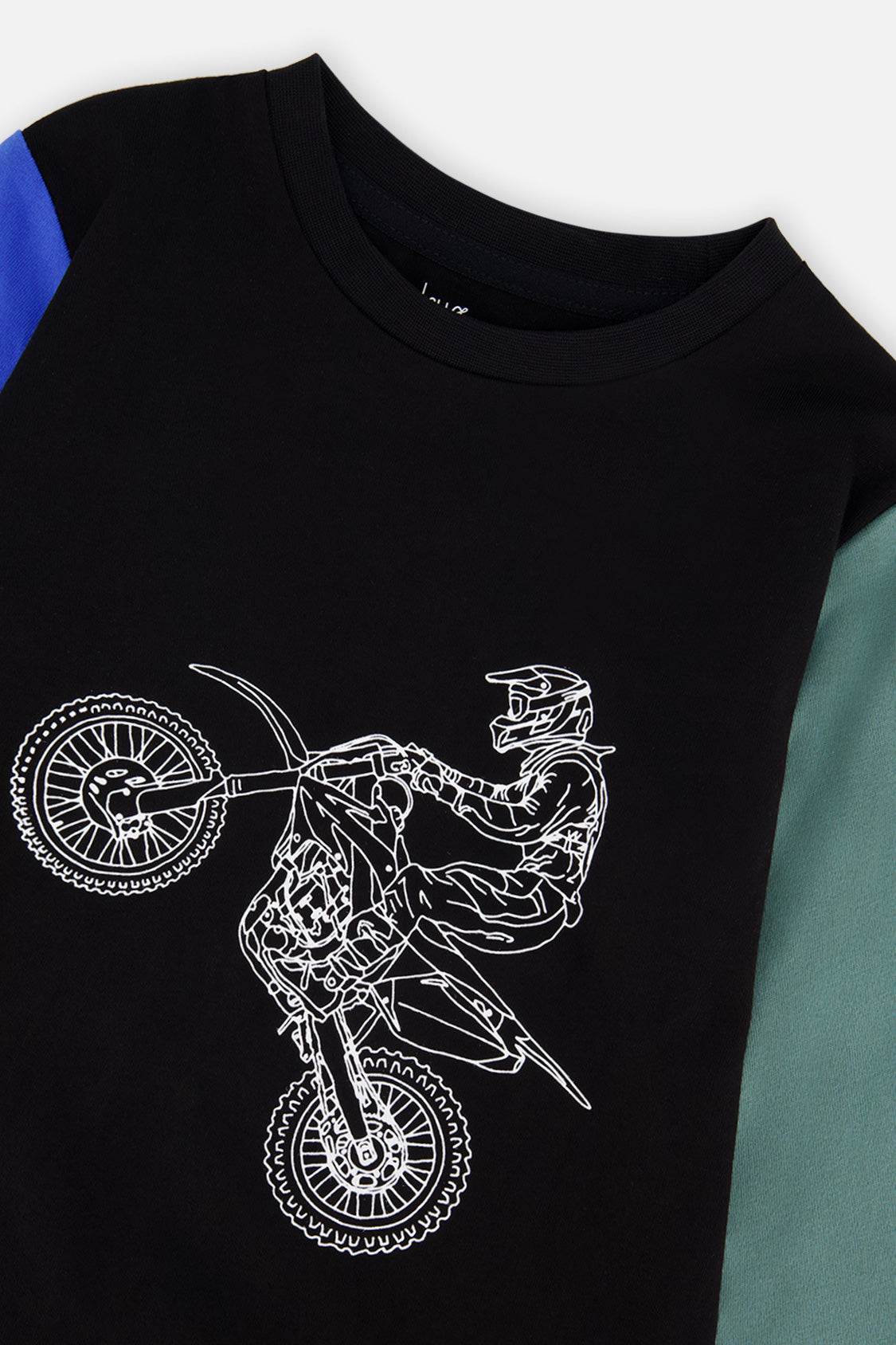 Deux par Deux boys' long sleeve t-shirt in black, blue and green, view 7