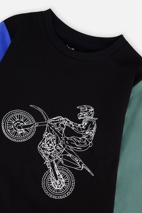 Deux par Deux boys' long sleeve t-shirt in black, blue and green, view 7