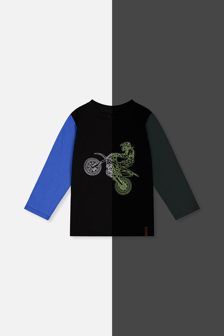 Deux par Deux boys' long sleeve t-shirt in black, blue and green, view 8
