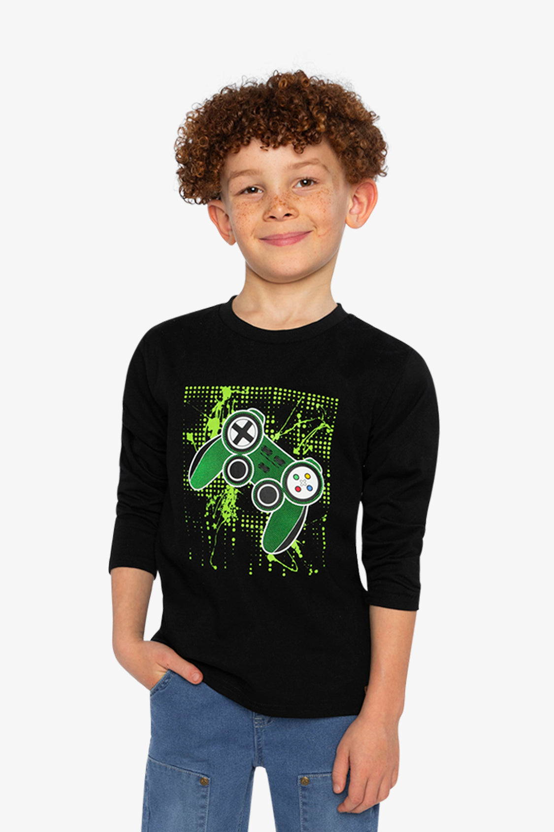 Long Sleeve T-Shirt Black And Green-1
