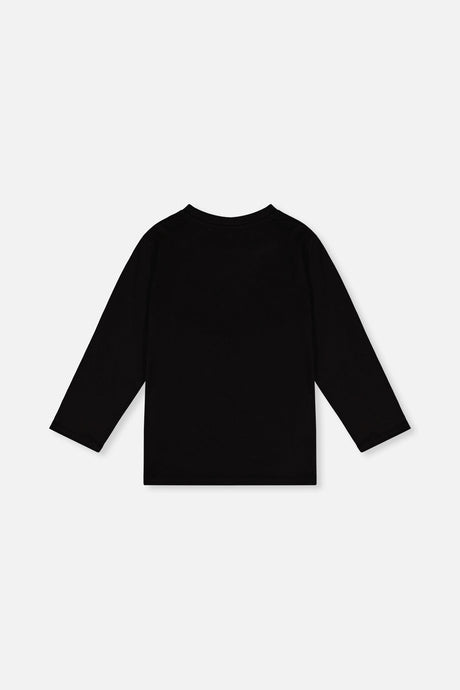 Deux par Deux boys' long sleeve t-shirt in black and green, back view