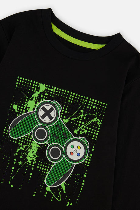 Deux par Deux boys' long sleeve t-shirt in black and green, view 6