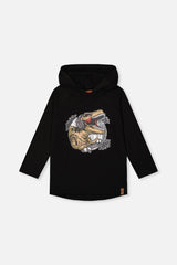 Raglan Hooded T-Shirt Black And Brown-0