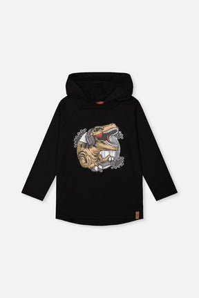 Raglan Hooded T-Shirt Black And Brown-0