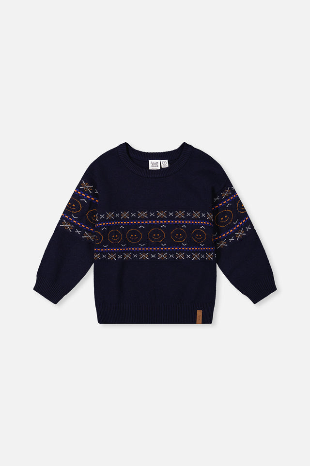 Jacquard Sweater Dark Blue-0