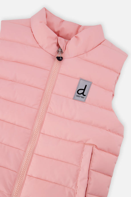 Deux par Deux light pink sleeveless quilted mid-season vest, view 3