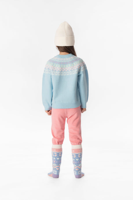 Child wearing the Deux par Deux light pink thermal underwear leggings, view 1