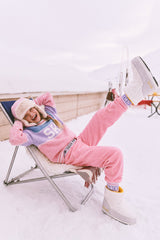 Child wearing the Deux par Deux light pink thermal underwear leggings, view 4