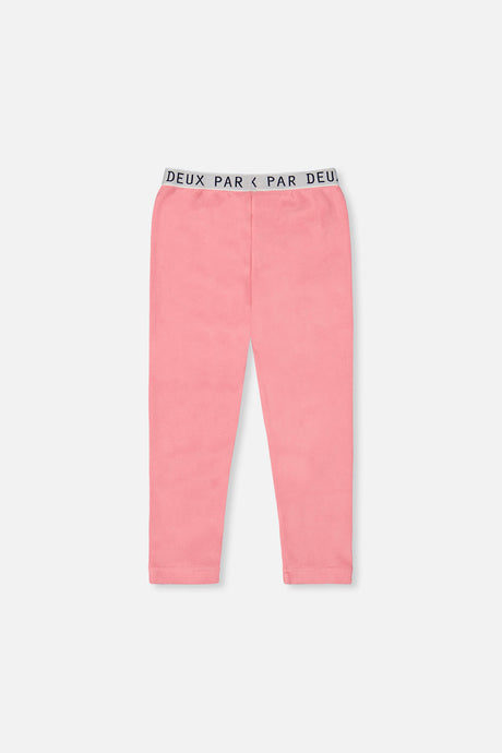 Deux par Deux girls' thermal underwear leggings in light pink, back view