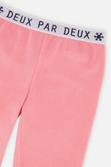 Deux par Deux girls' thermal underwear leggings in light pink, alternate view