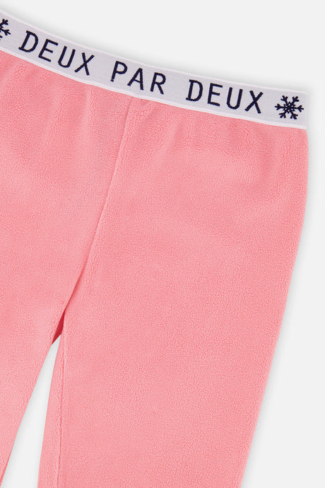 Deux par Deux girls' thermal underwear leggings in light pink, alternate view