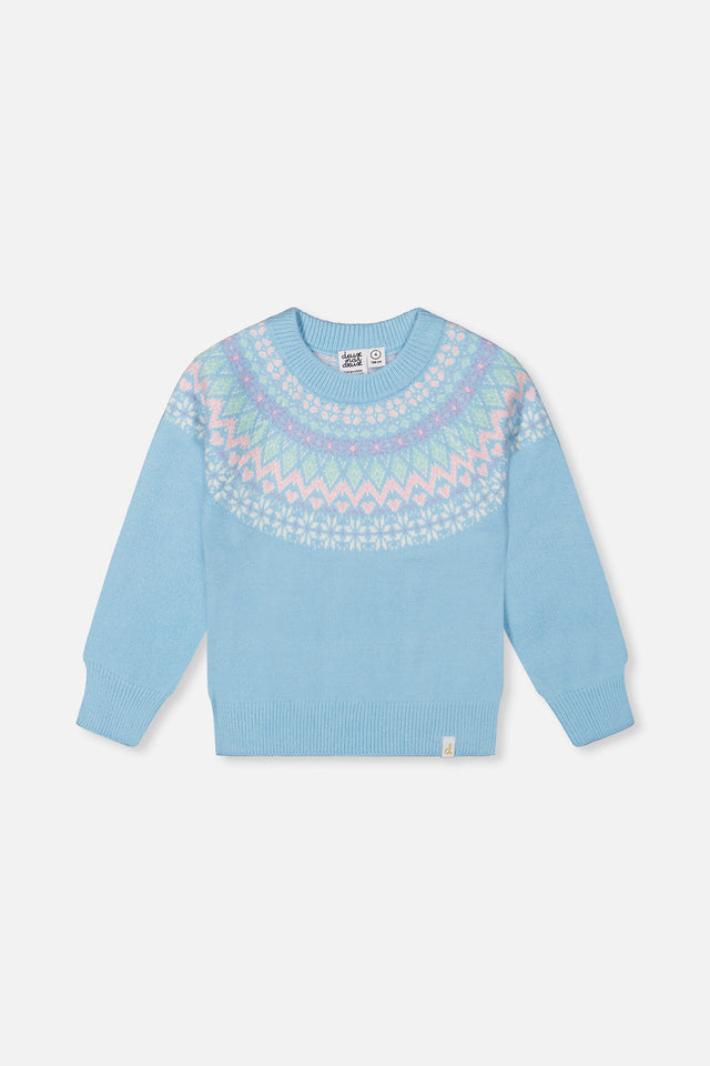 Knit Sweater With Nordic Jacquard Light Blue-0