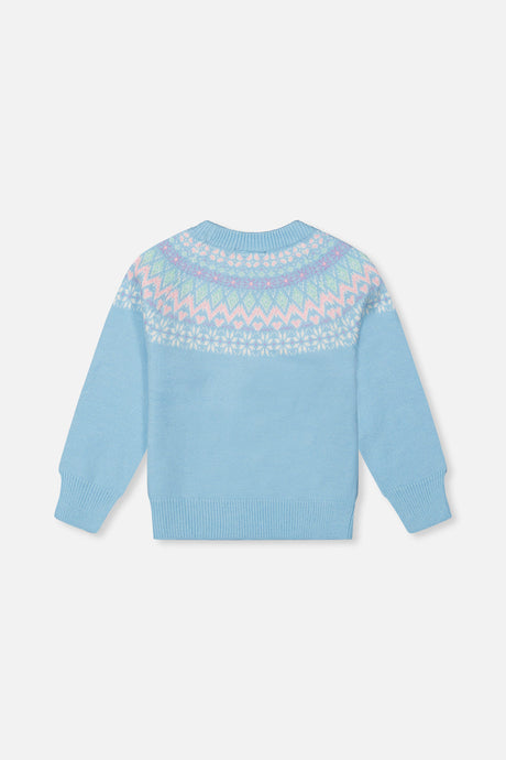 Knit Sweater With Nordic Jacquard Light Blue-1