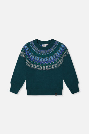 Knit Sweater With Nordic Jacquard Dark Green-0