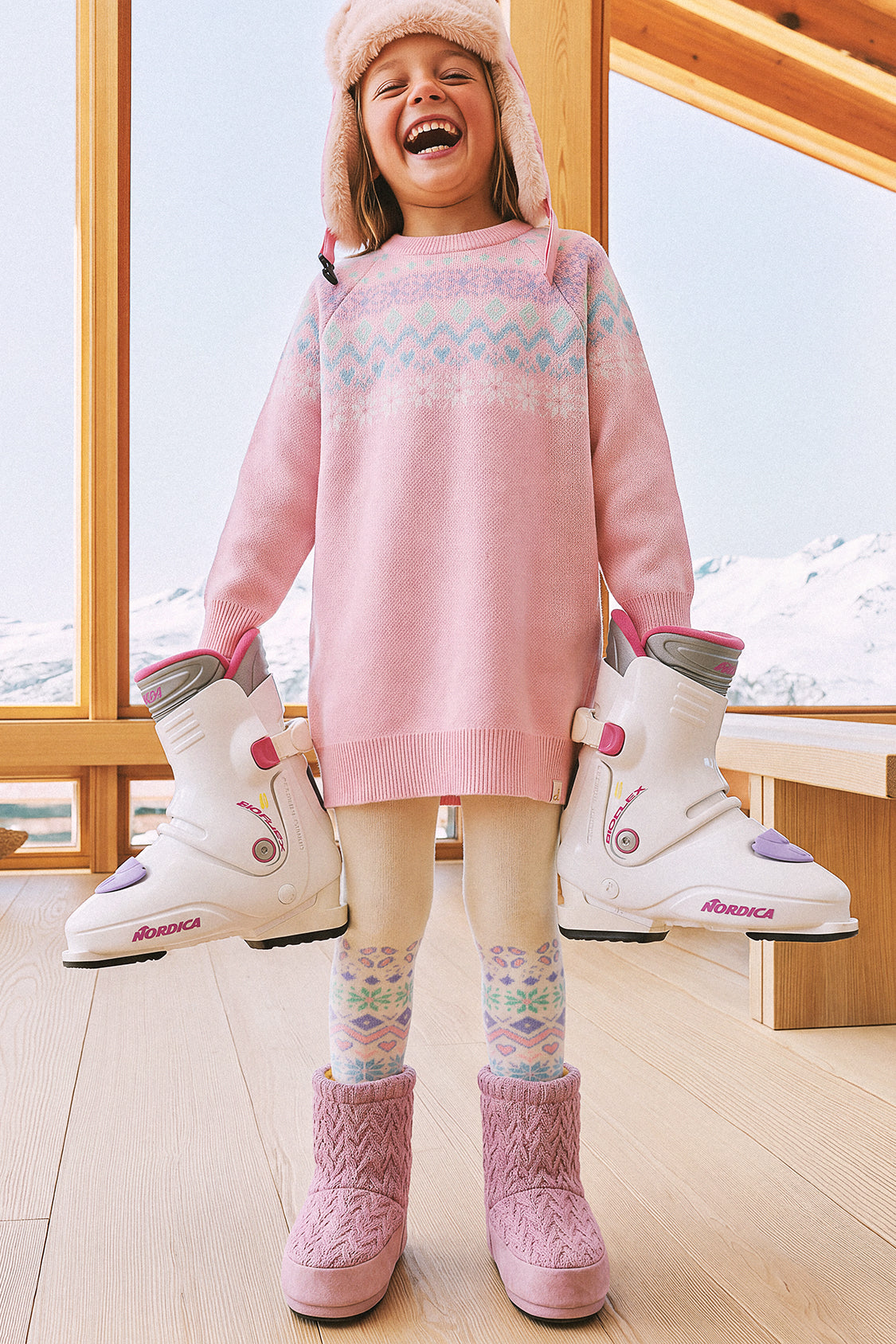 Deux par Deux Knit Dress Light Pink - lifestyle